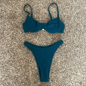 High rise ribbed bikini set